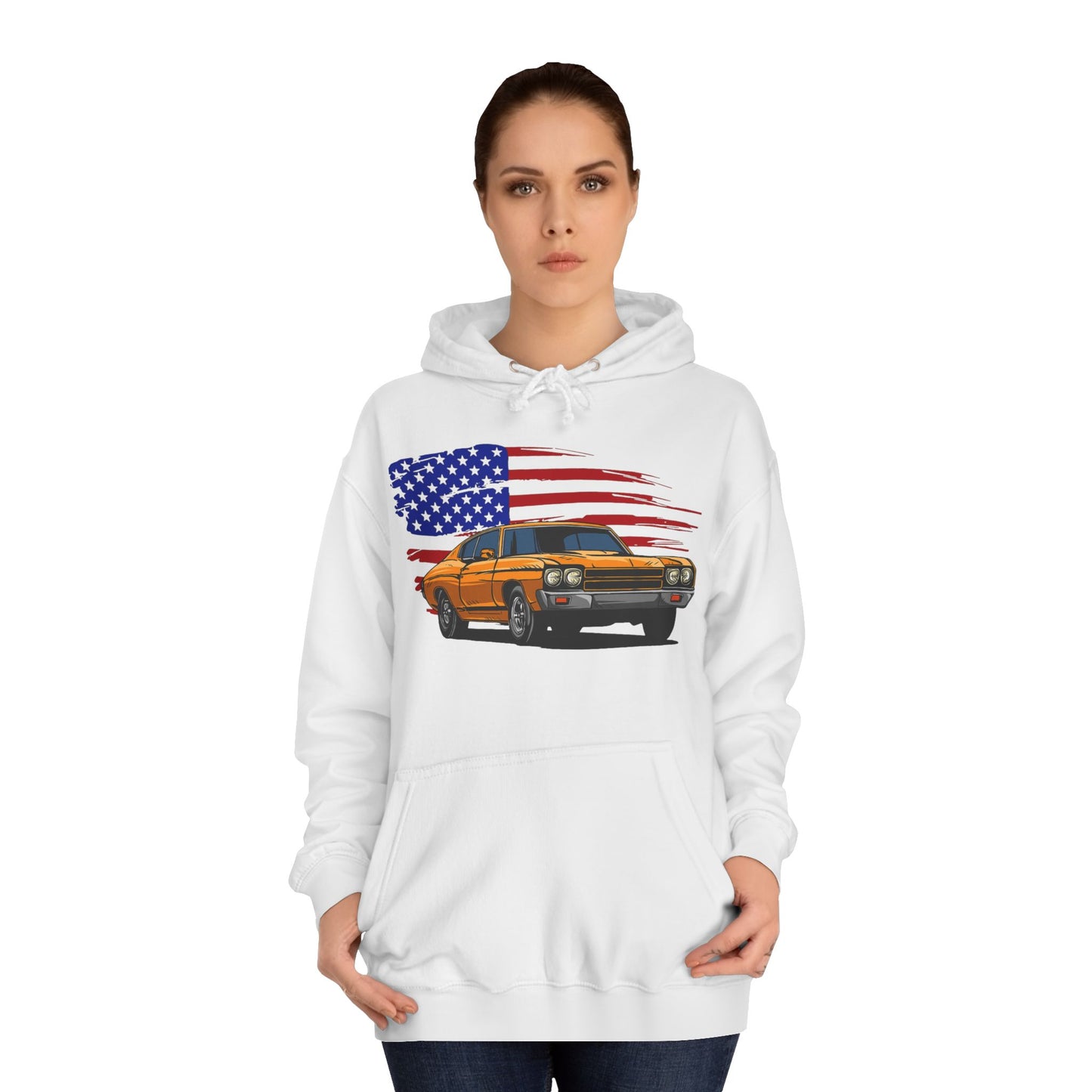 Chevelle Hoodie Retro Chevrolet Vintage Muscle Car American Flag Unisex Hoodie