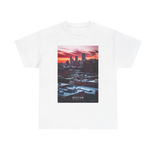 Boston Graphic T Shirt Retro Skyline Unisex Heavy Cotton Tee