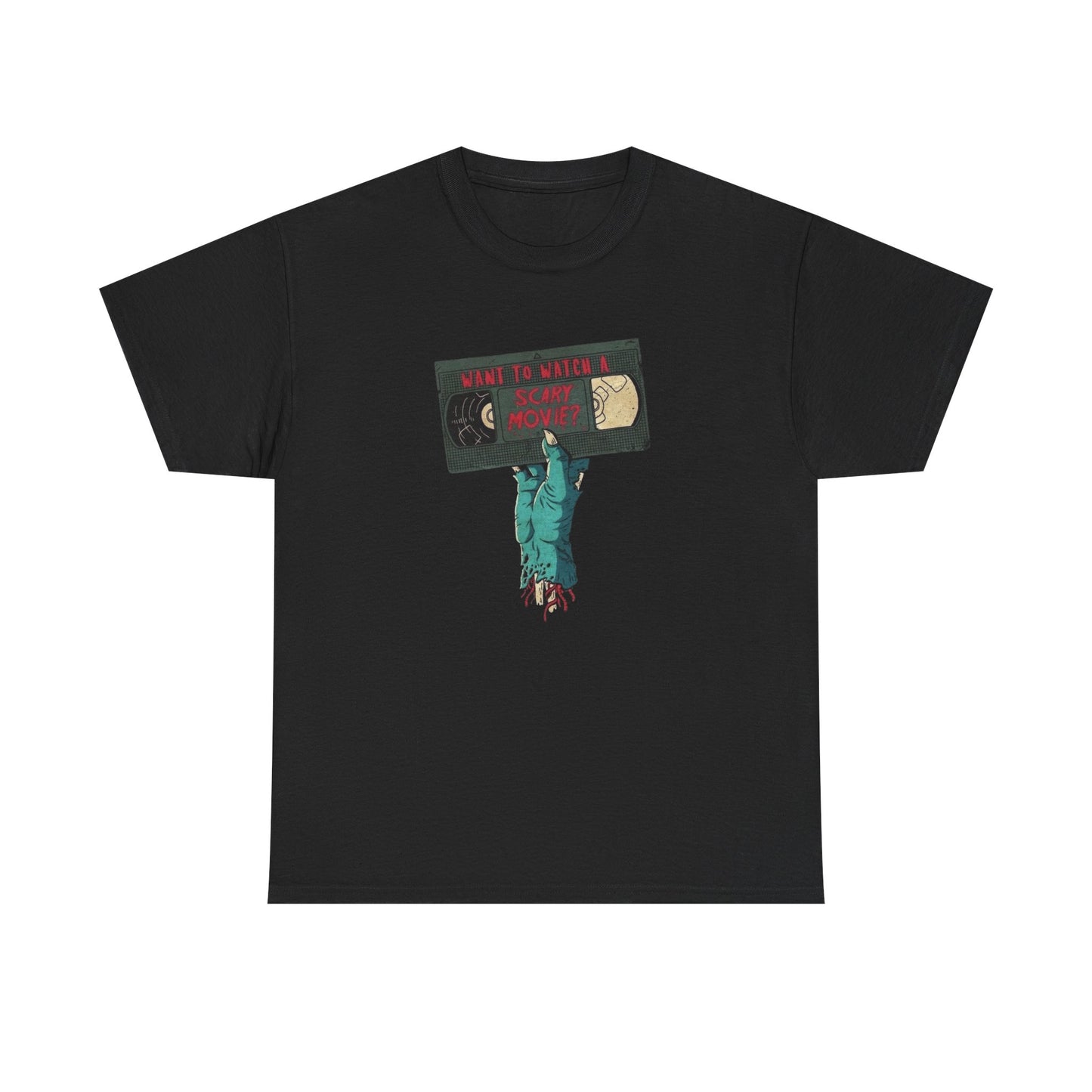 Want To Watch A Scary Movie Graphic T Shirt Men's Heavy Cotton Tee