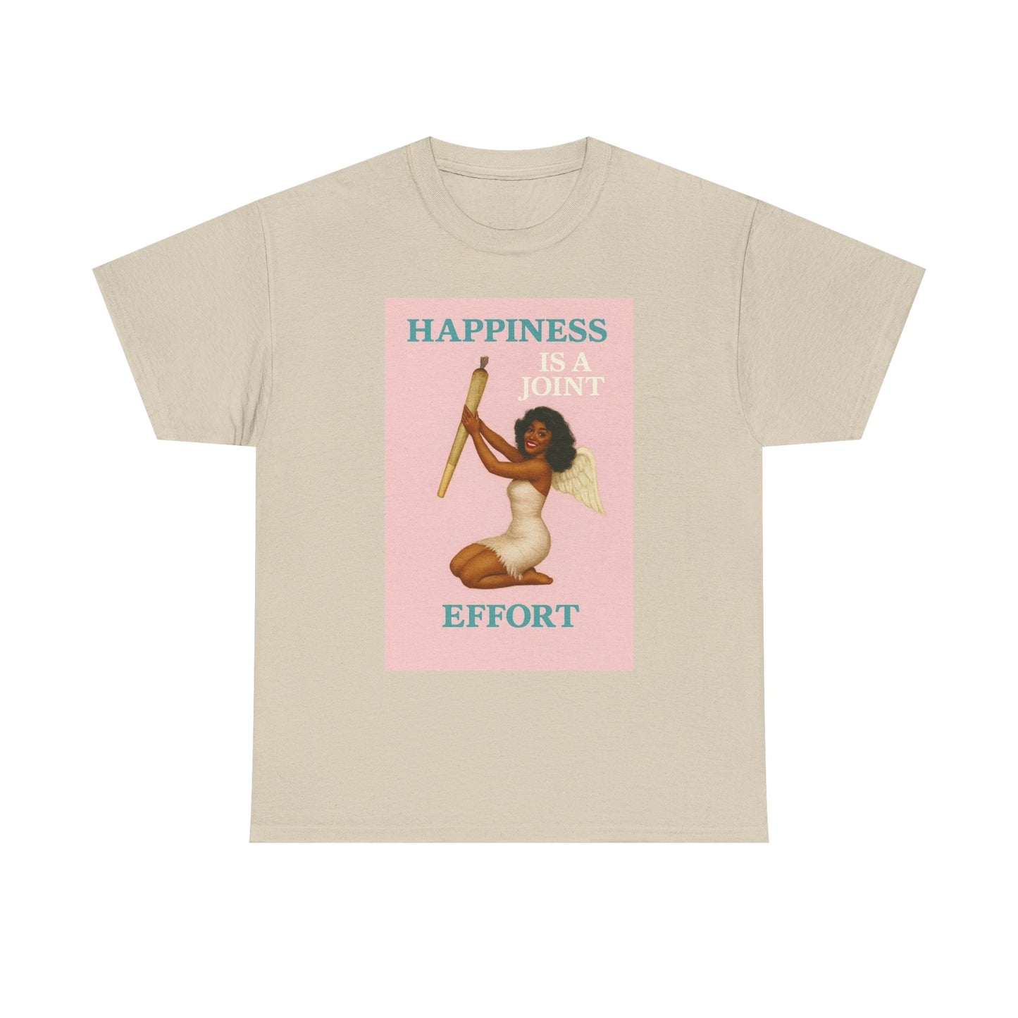 Happiness Is A Joint Effort Graphic T-Shirt Womens Comfy Cotton Tee NEW