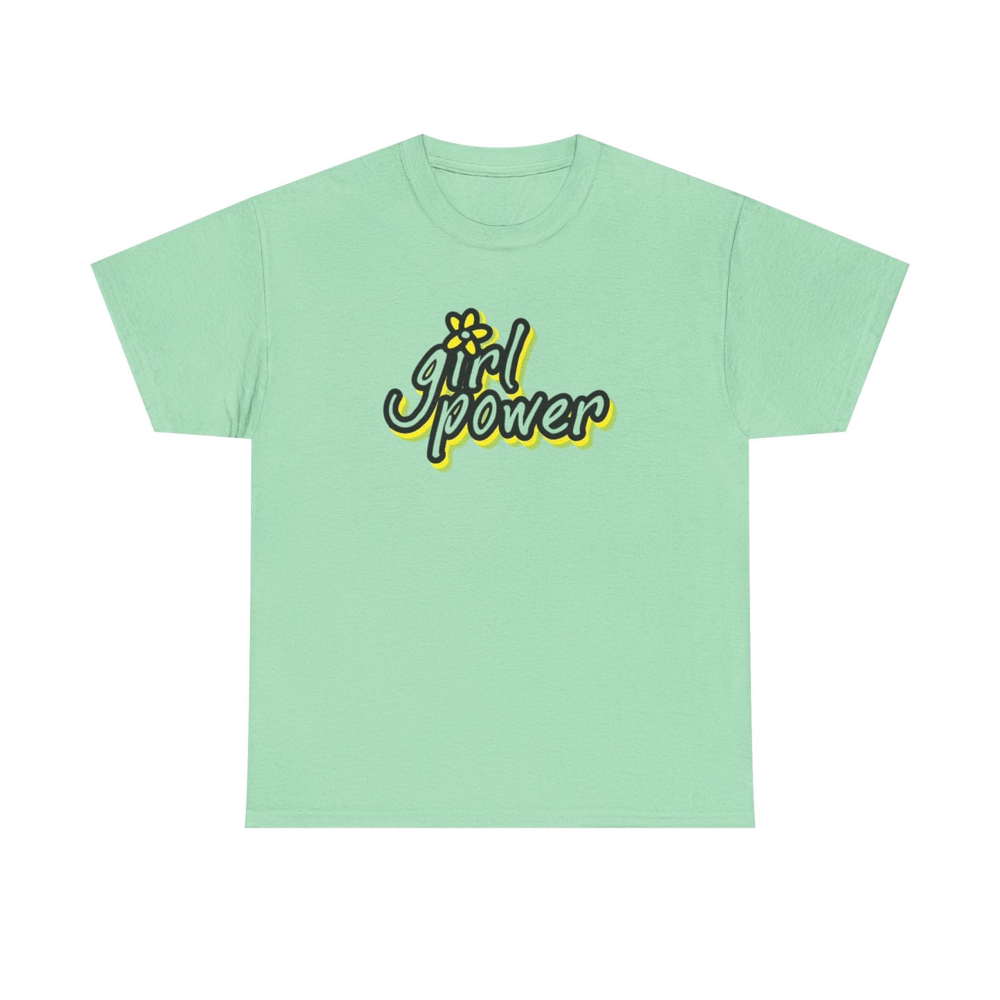 Girl Power Graphic T Shirt Girly Tee Retro Flower Power Unisex Heavy Cotton Tee