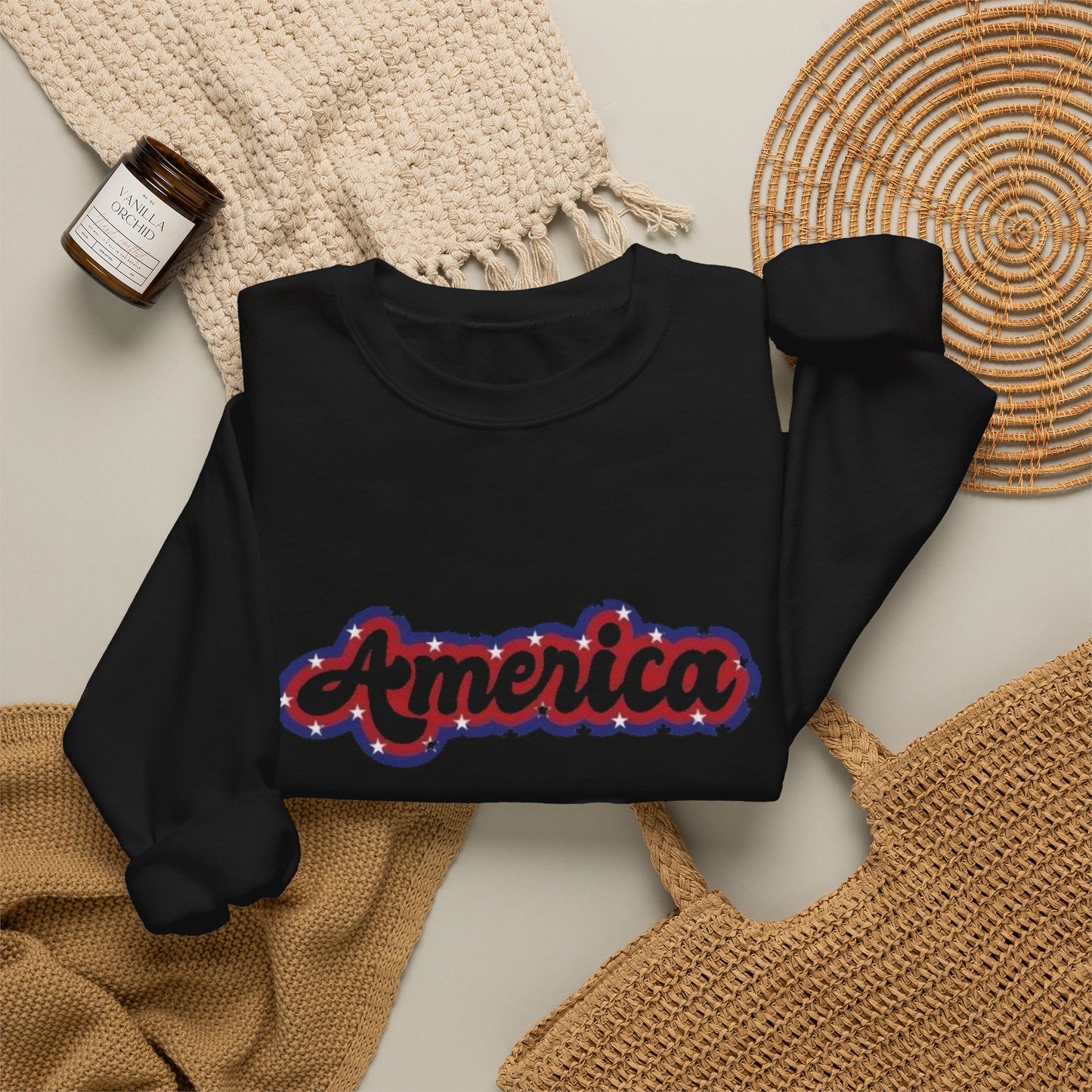 America Graphic Retro Sweater NEW Unisex Heavy Blend™ Crewneck Sweatshirt