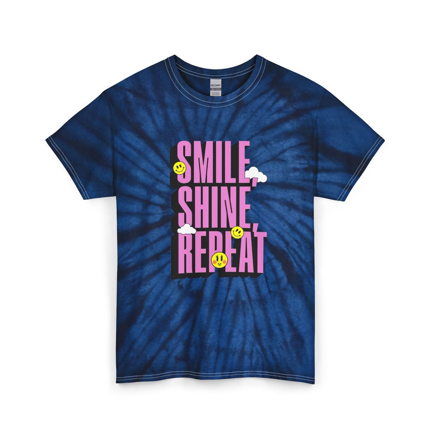 Smile Shine Repeat Graphic T Shirt Unisex Tie Dye Cotton Tee Gift