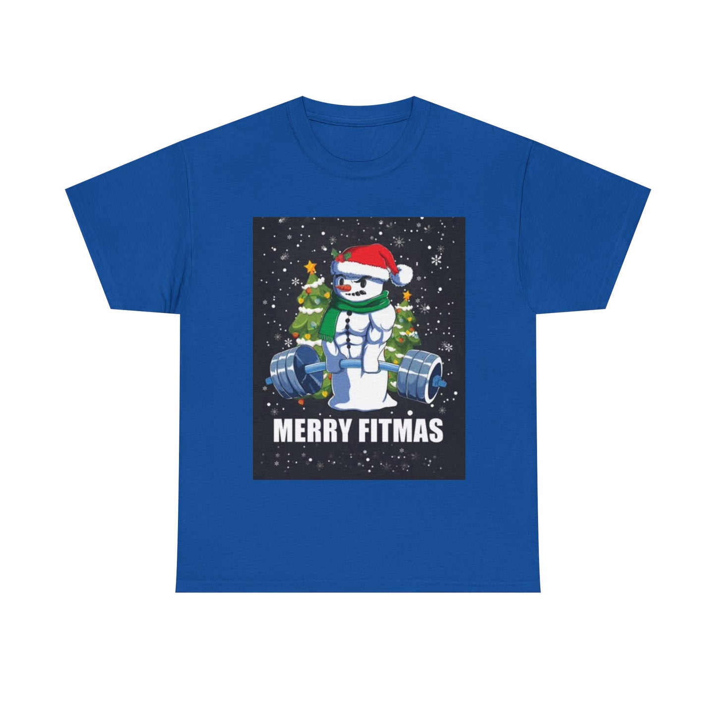 Merry Fitmas Shirt Funny Gym Snowman Christmas Gym Unisex Heavy Cotton Tee