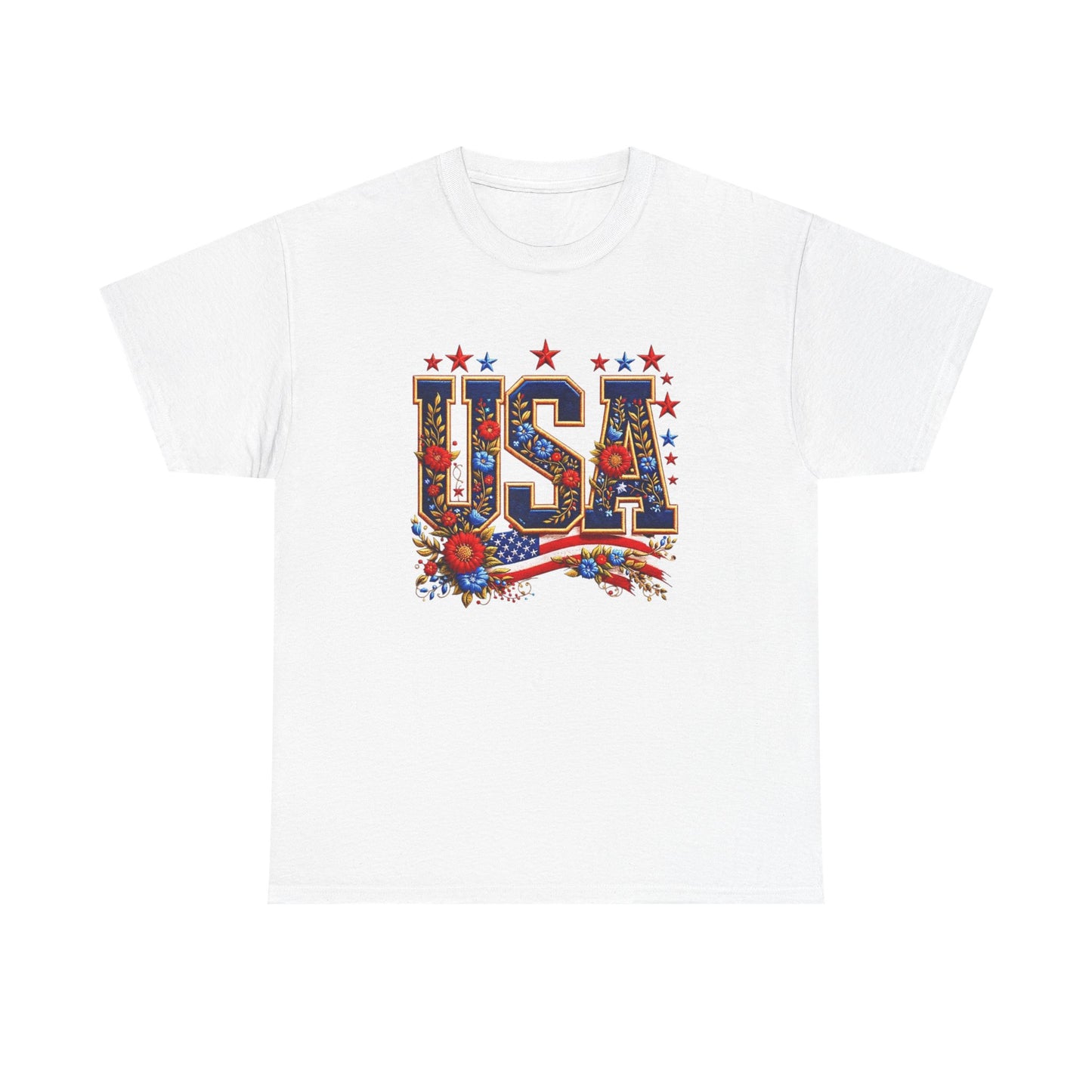 United States Floral Graphic T Shirt Unisex NEW Heavy Cotton Tee