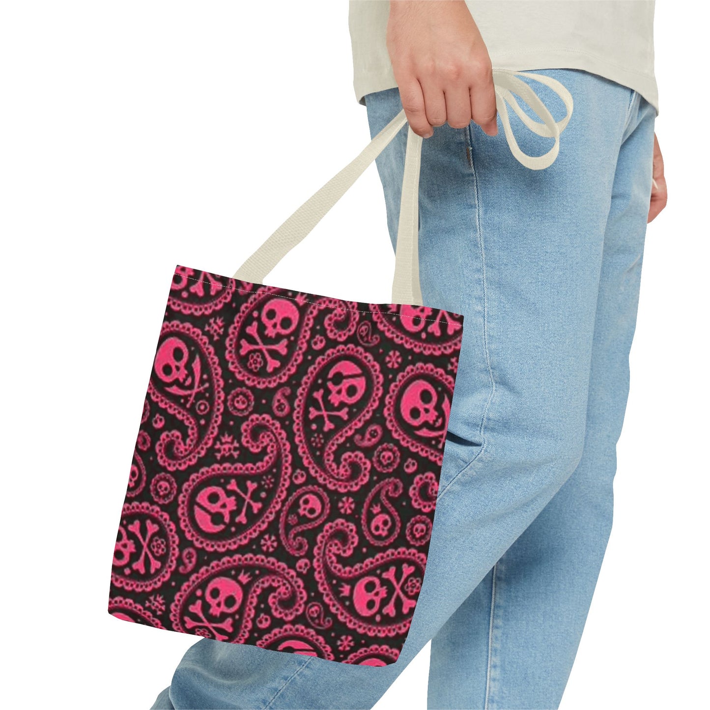 Pink Paisley Skulls Multi Color BRAND NEW MODERN Tote Bag (AOP)