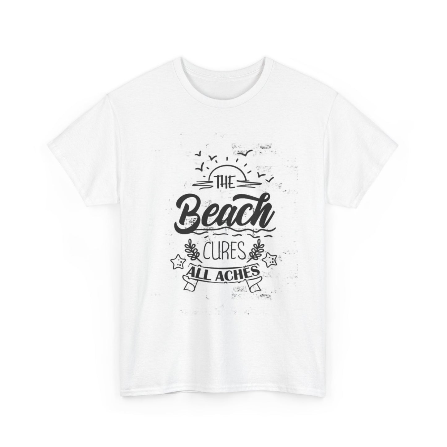 The Beach Cures All Graphic T Shirt Funny Vacation Unisex Heavy Cotton Tee