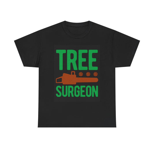 Tree Surgeon Funny Graphic Chainsaw Blue Collar Unisex Heavy Cotton Tee