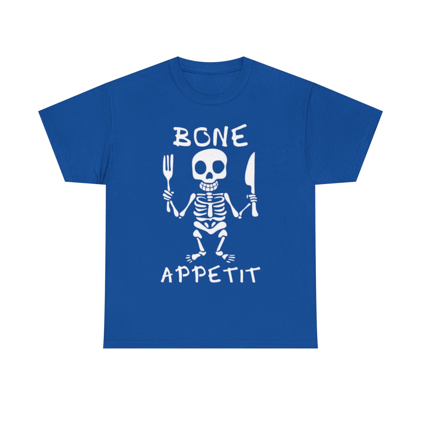 Bone Appetit Shirt Funny Comedy Jokes Skeleton Chef Sous Unisex Heavy Cotton Tee