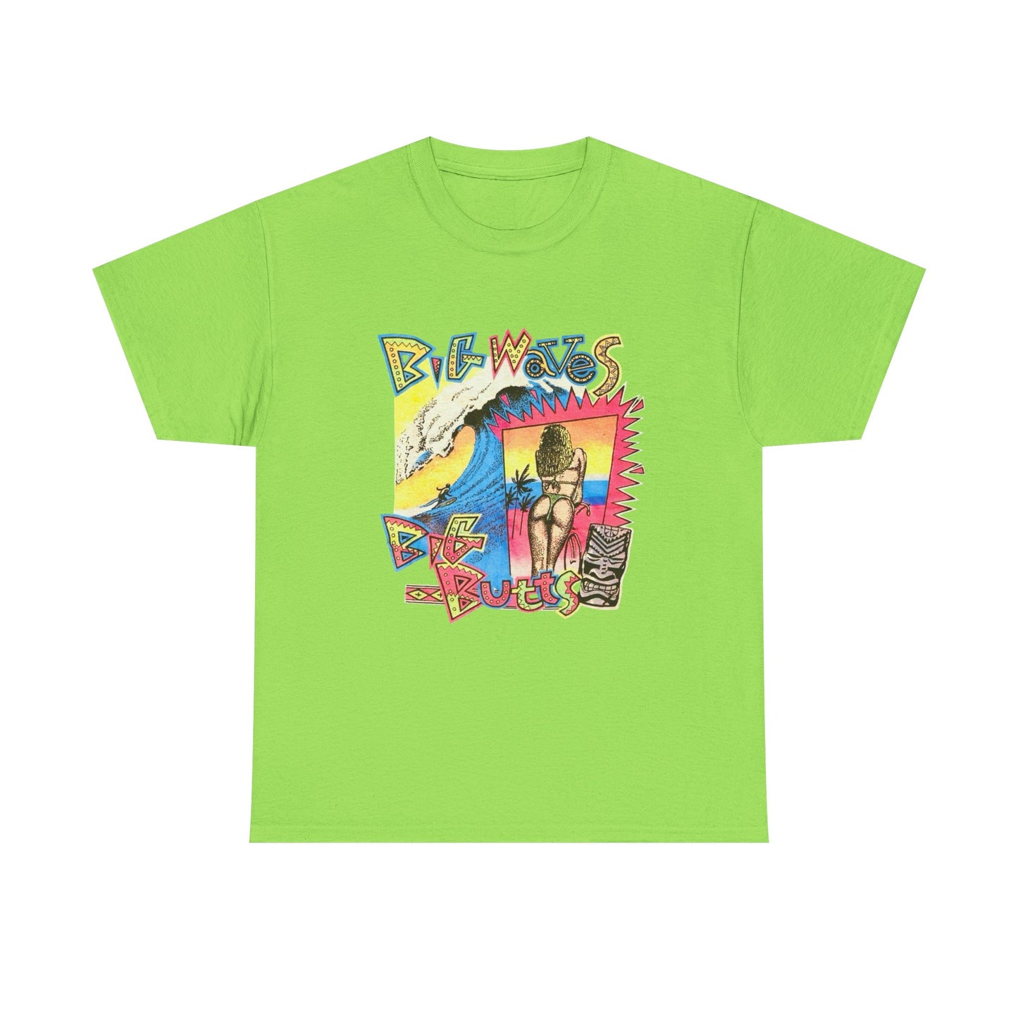 Big Waves Big Asses Vintage Surfing Graphic T Shirt NEW Unisex Heavy Cotton Tee
