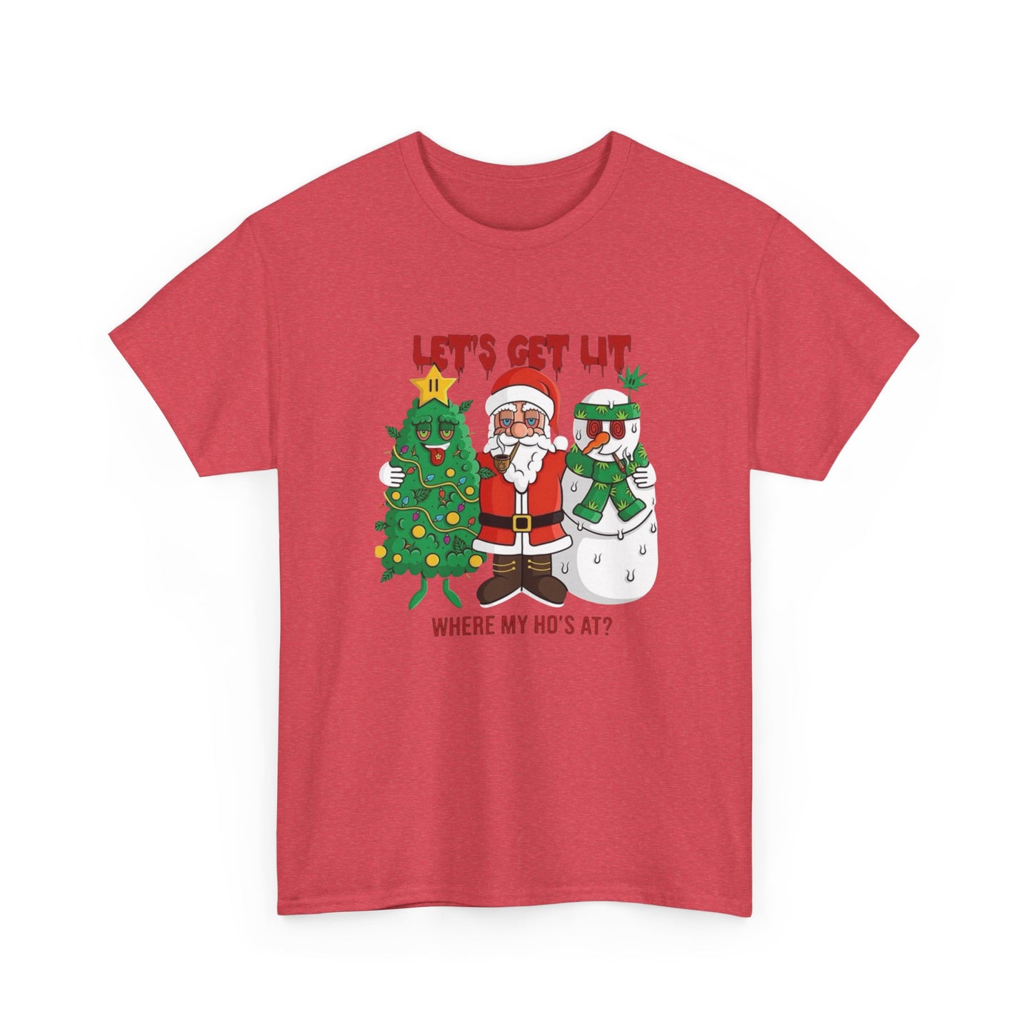Lets Get Lit This Christmas Graphic T Shirt NEW GIFT Unisex Heavy Cotton Tee