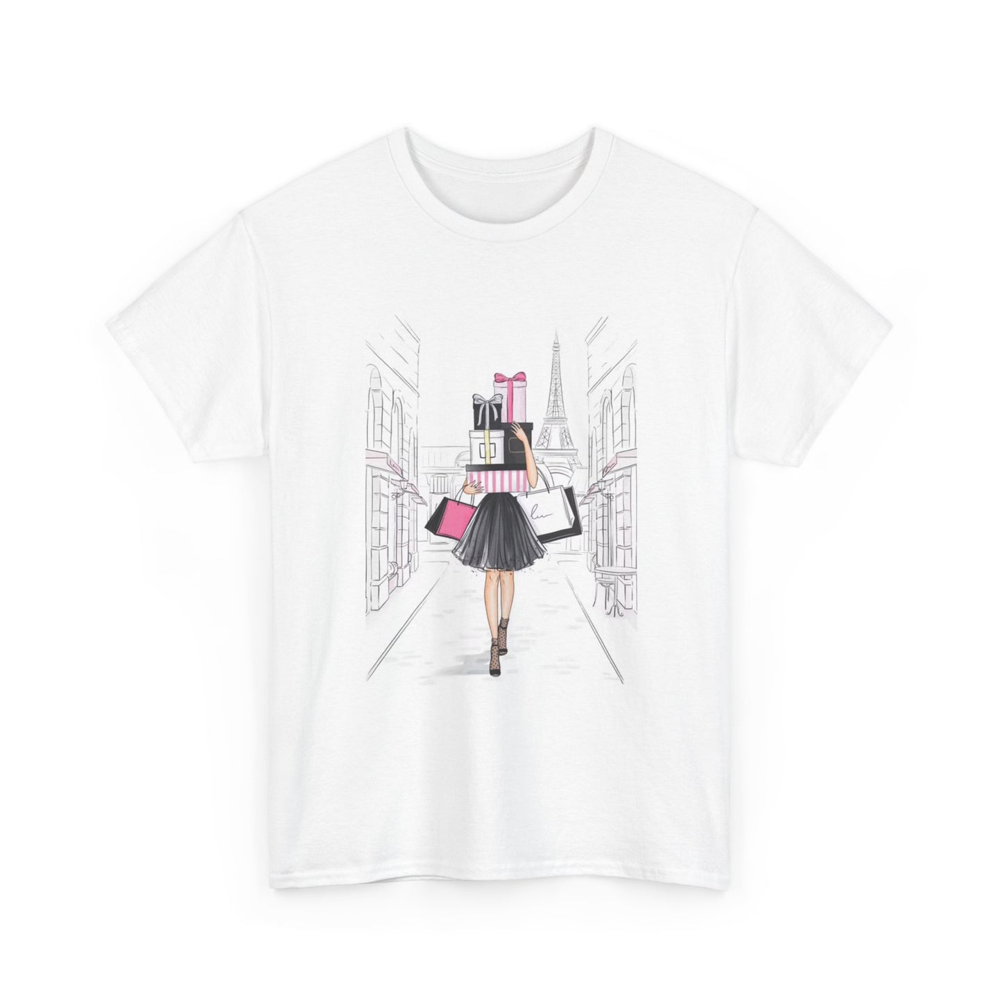 Shopping in Paris Tshirt Cute Girly Unisex Heavy Cotton Tee