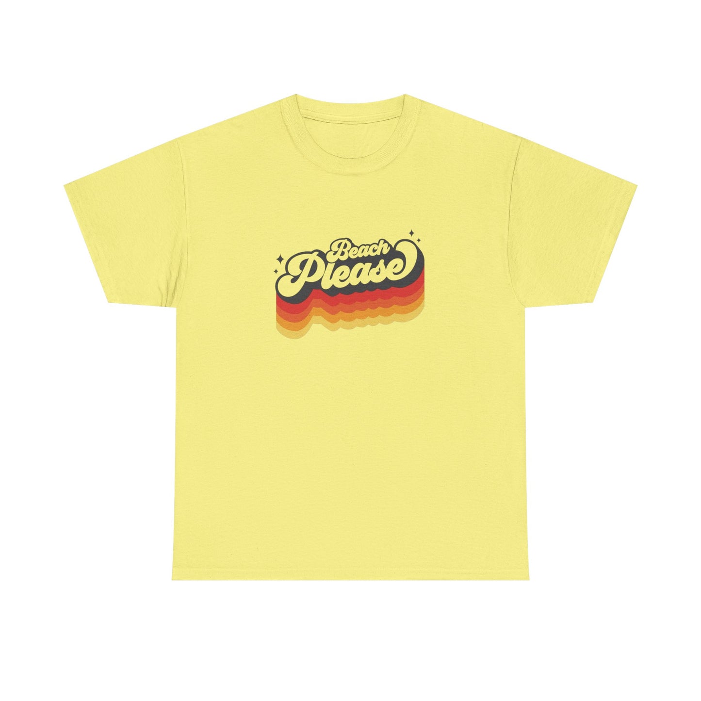 Beach Please Vintage Vacation 70s Graphic T-Shirt Unisex Heavy Cotton Tee