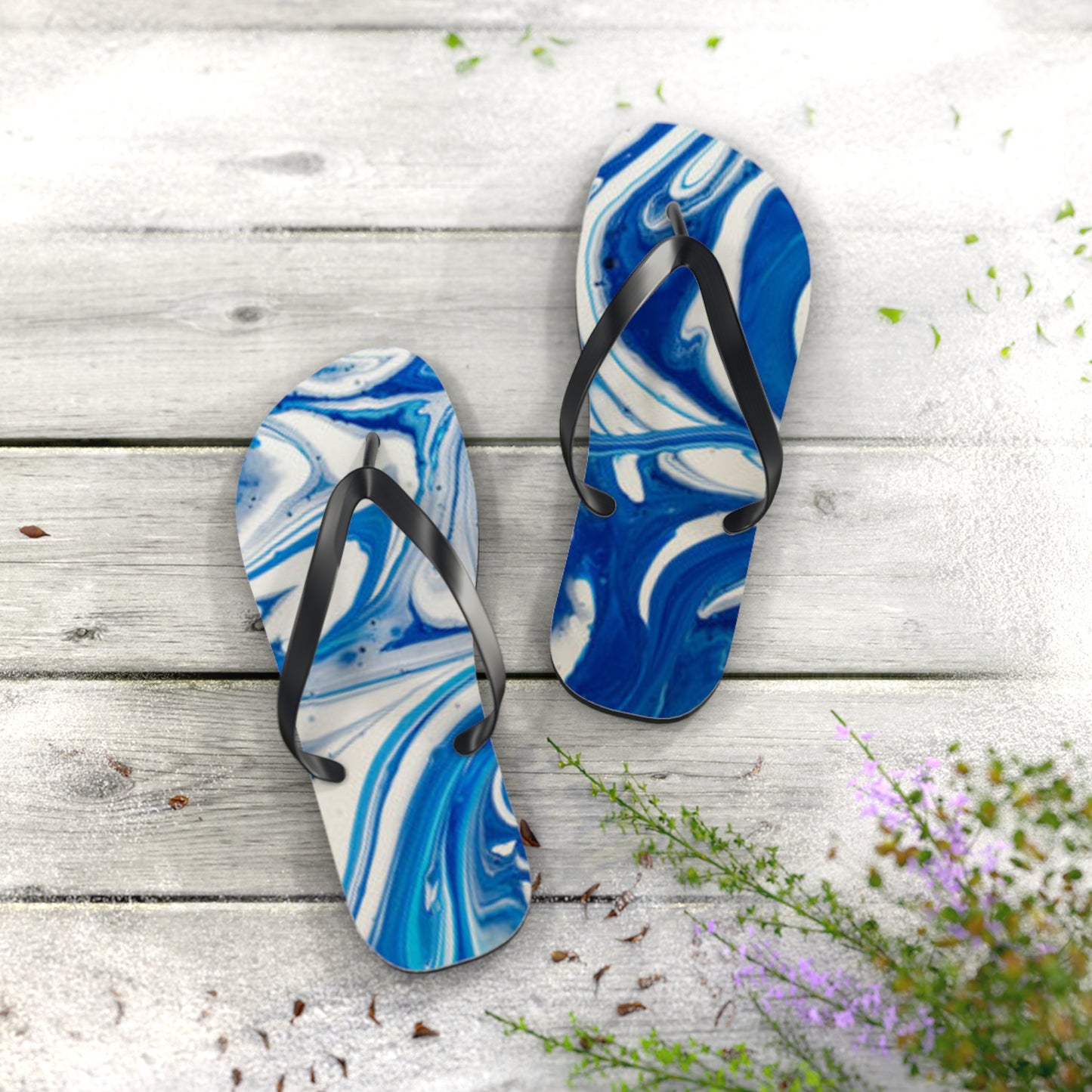 Blue And White Flip Flops, Sandals Slides, Summer Footwear, Brand New