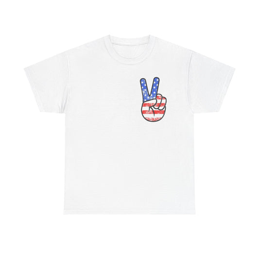 American Flag Peace Sign Retro Graphic T Shirt Adult New Tee