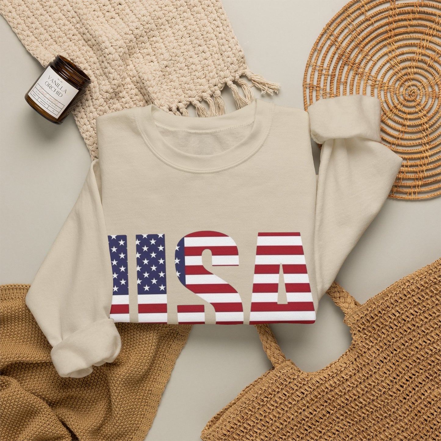 USA American Flag Retro Sweater NEW Unisex Heavy Blend™ Crewneck Sweatshirt