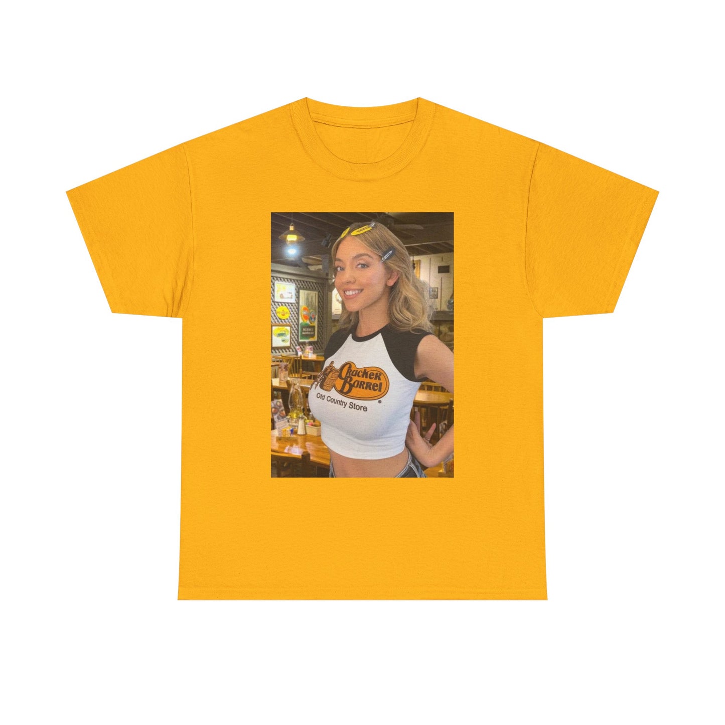 Sydney Sweeney Graphic T Shirt Cracker Barrel Funny Gift Unisex Heavy Cotton Tee