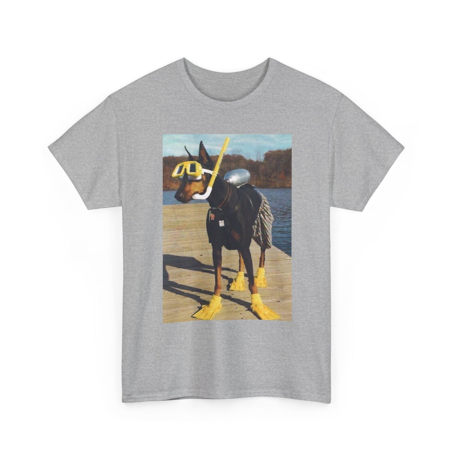 Funny Dog Swimming Jokes Graphic T-Shirt Unisex Heavy Cotton Tee NEW