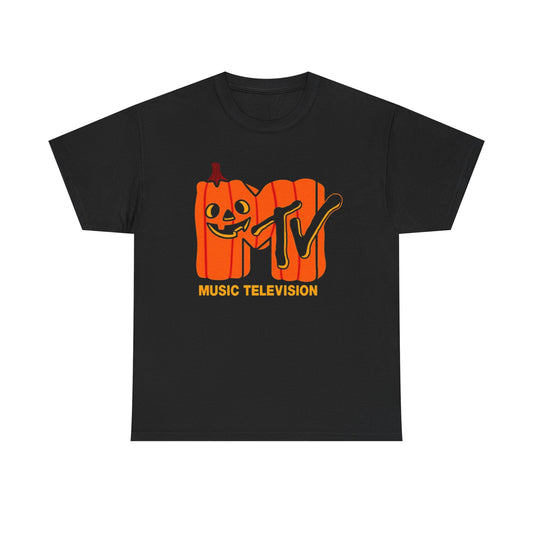 MTV Pumpkin Vintage Logo Graphic T Shirt Unisex Heavy Cotton Tee