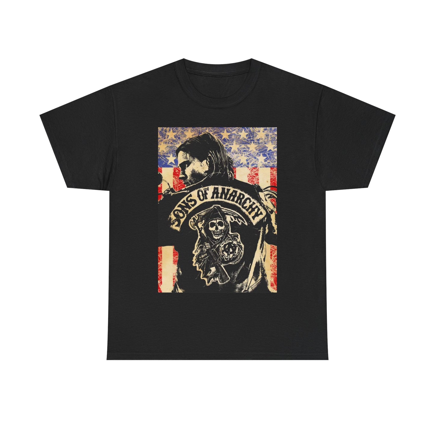 Sons Of Anarchy Tshirt American Flag Biker California Unisex Heavy Cotton Tee