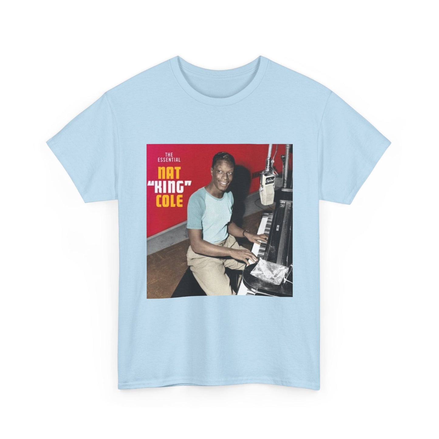 Nat King Cole Tshirt Vintage Piano Concert Poster retro Unisex Heavy Cotton Tee