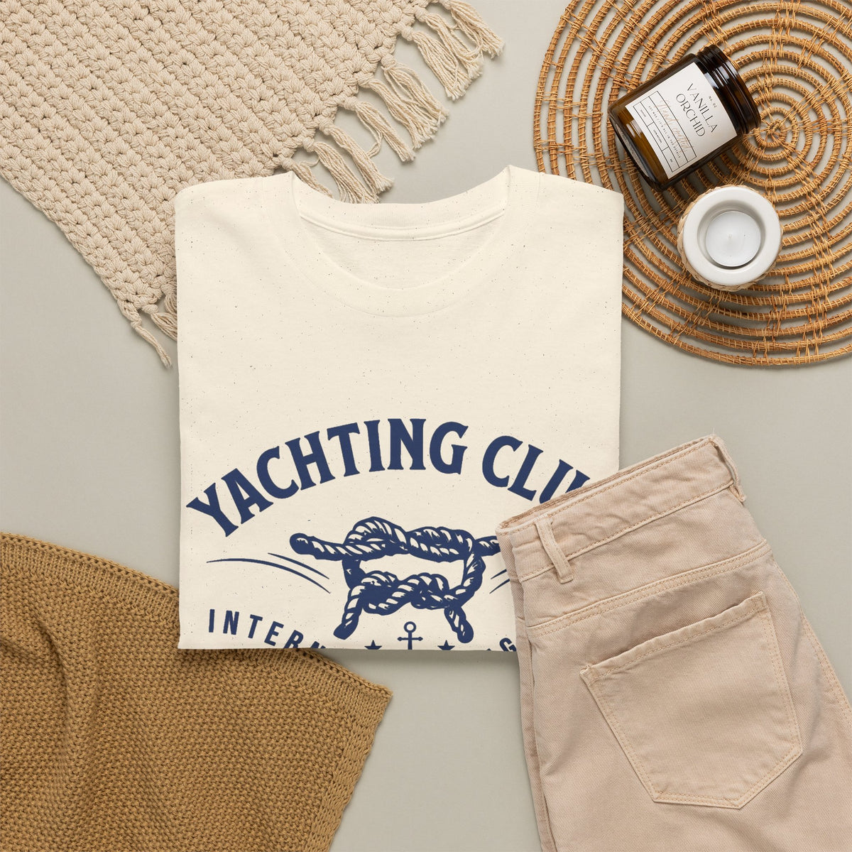 Yachting Club Graphic T Shirt Men's Vintage Heavy Cotton Tee