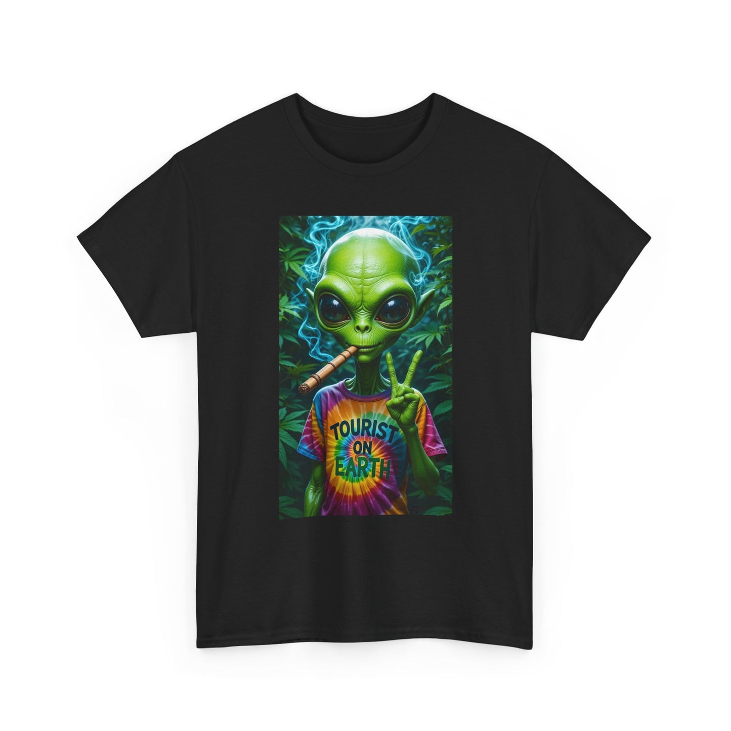 Alien Pothead Graphic T Shirt Funny Unisex Heavy Cotton Tee