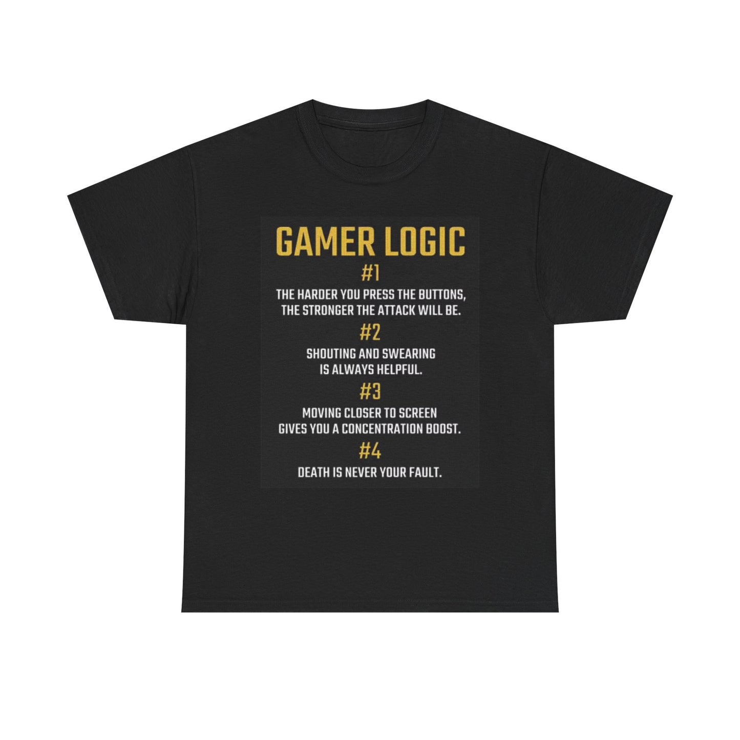 Gamer Logic Graphic T Shirt Funny Gaming Video Retro Unisex Heavy Cotton Tee