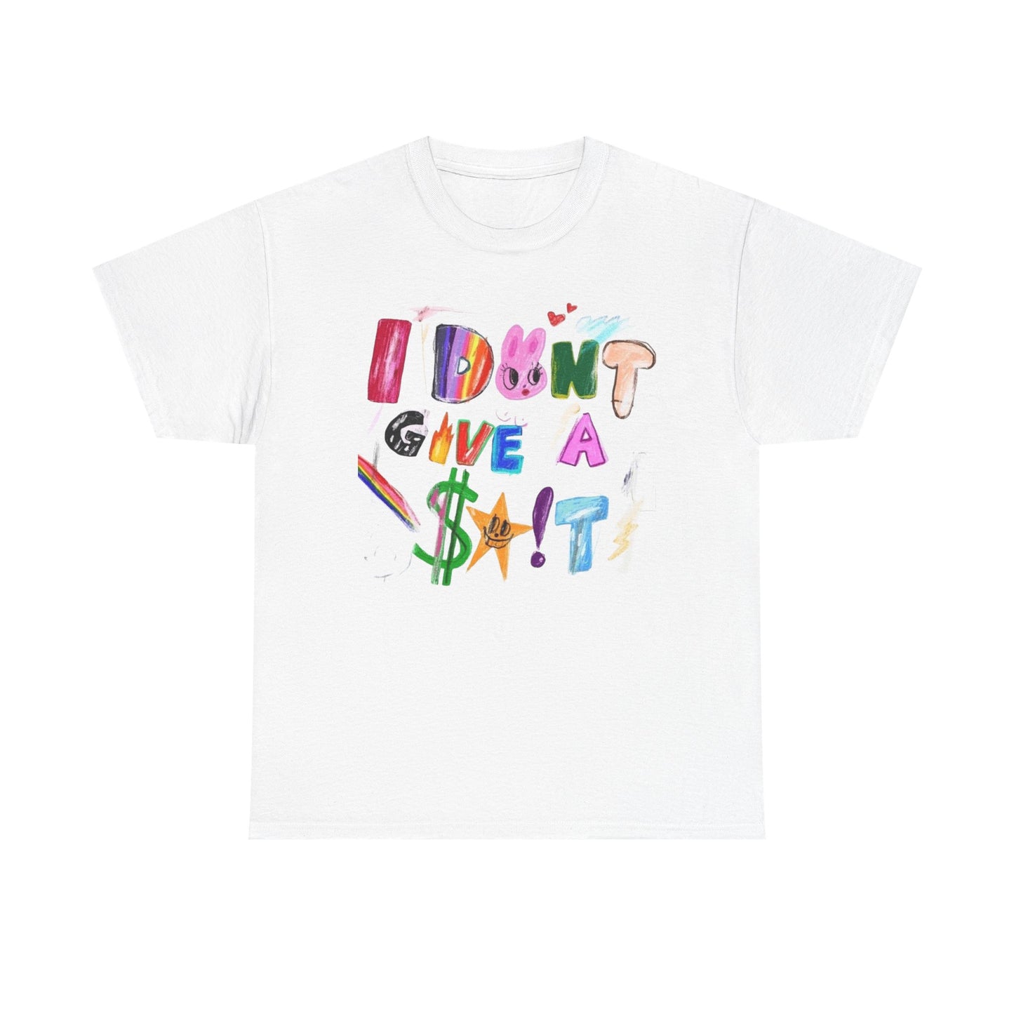 I Dont Care Funny Drawing Graphic T-Shirt Unisex Heavy Cotton Tee