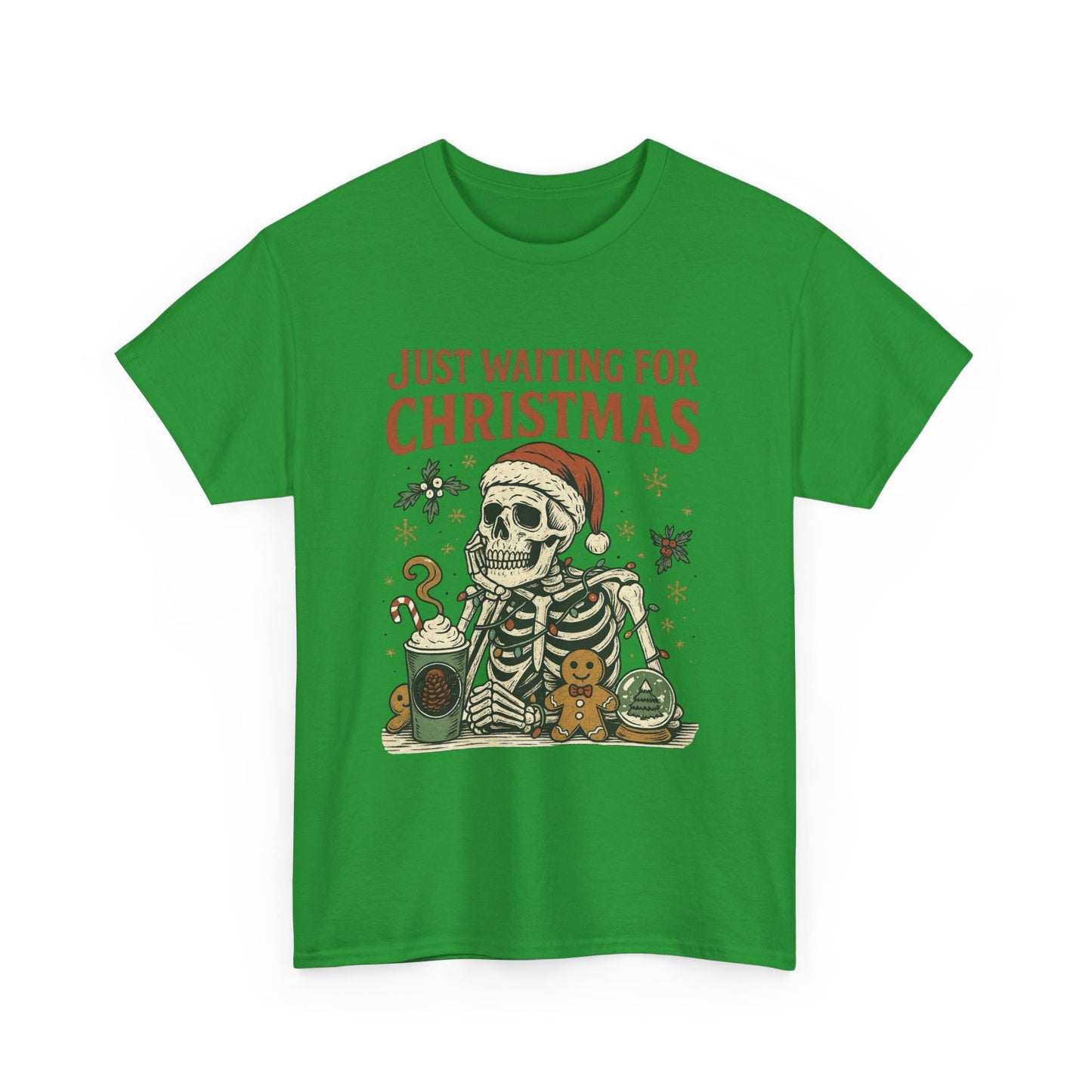 Just Waiting For Christmas Graphic T Shirt NEW Unisex Heavy Cotton Tee