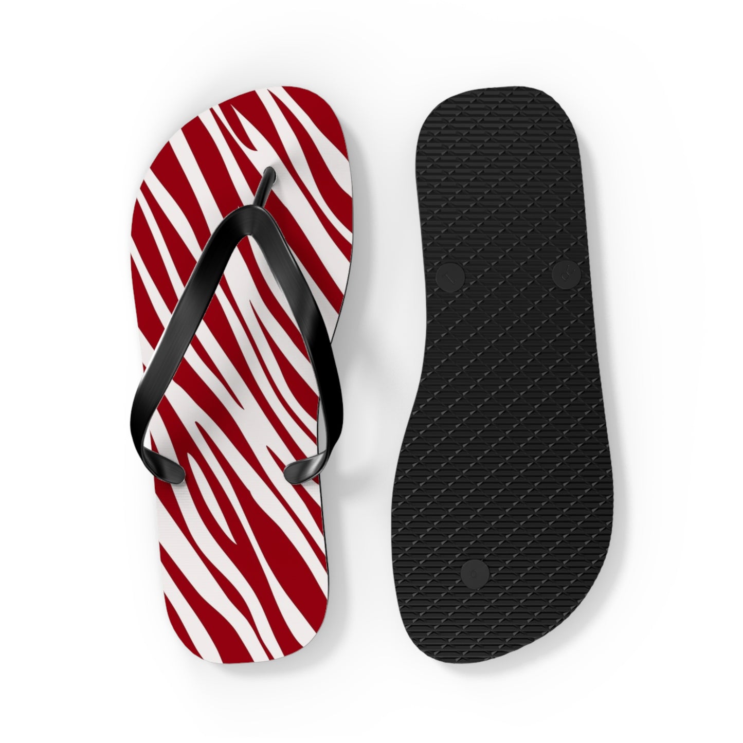 Red Zebra Print Beach Sandals, Slides for Summer, Flip Flops, Water Resistant