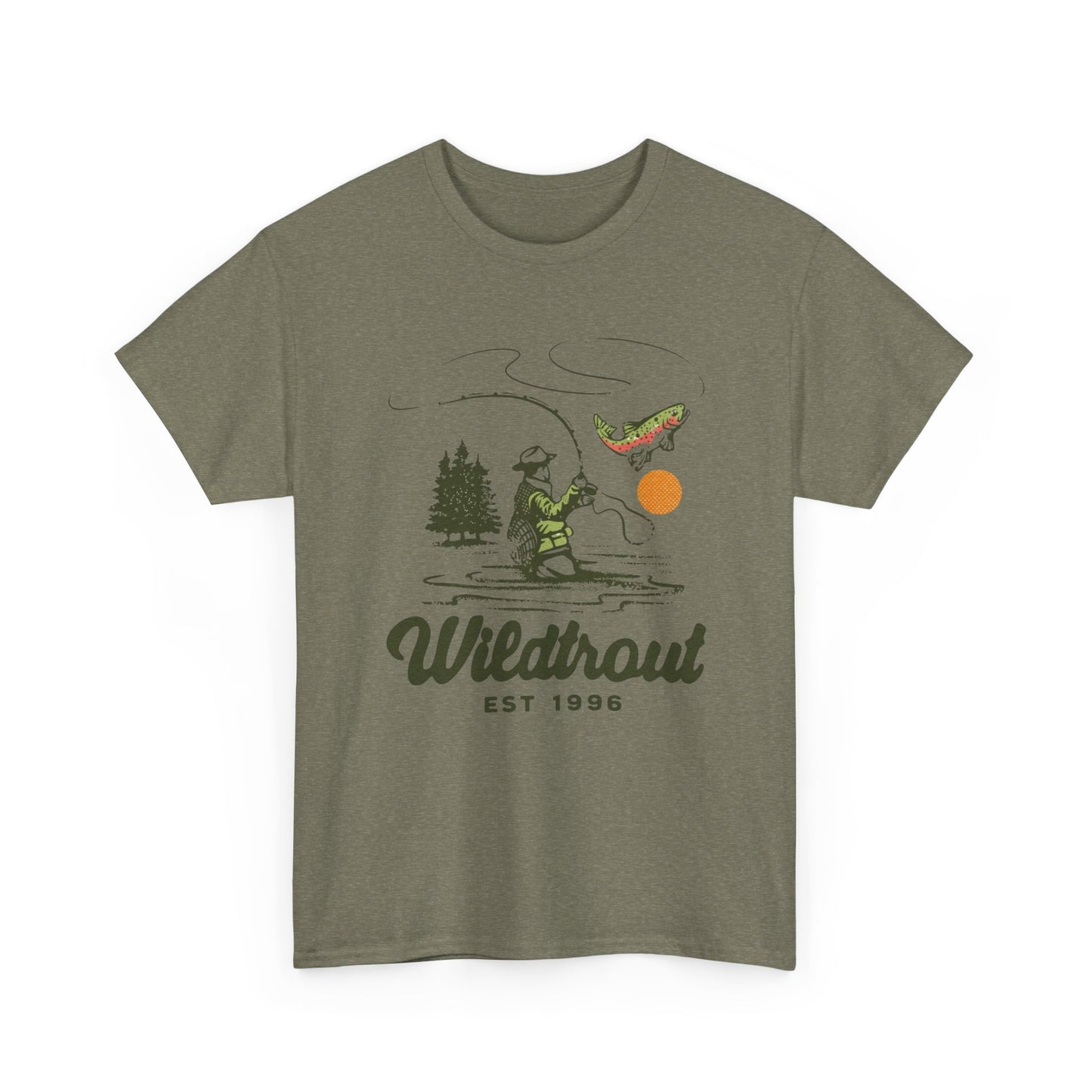 Wild Trout Fishing Graphic T Shirt Unisex Heavy Cotton Tee