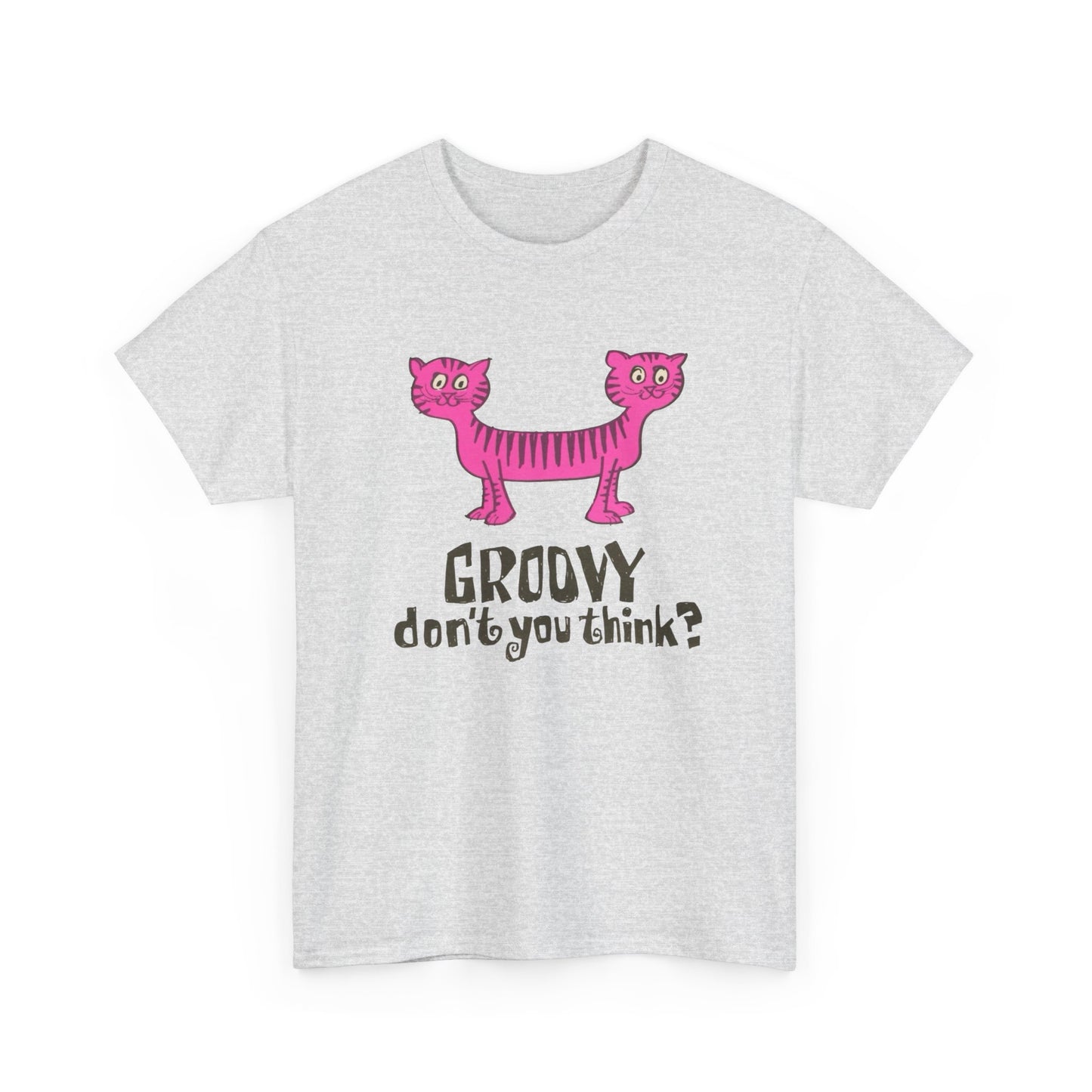 Groovy Cat Graphic T Shirt Unisex Heavy Cotton Tee Gift