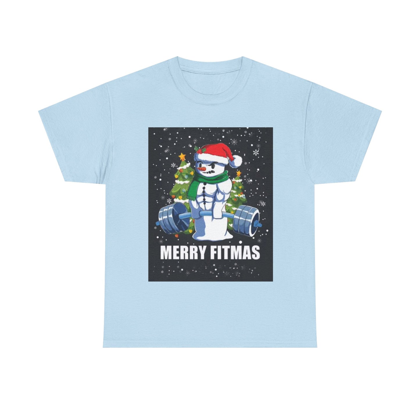 Merry Fitmas Shirt Funny Gym Snowman Christmas Gym Unisex Heavy Cotton Tee