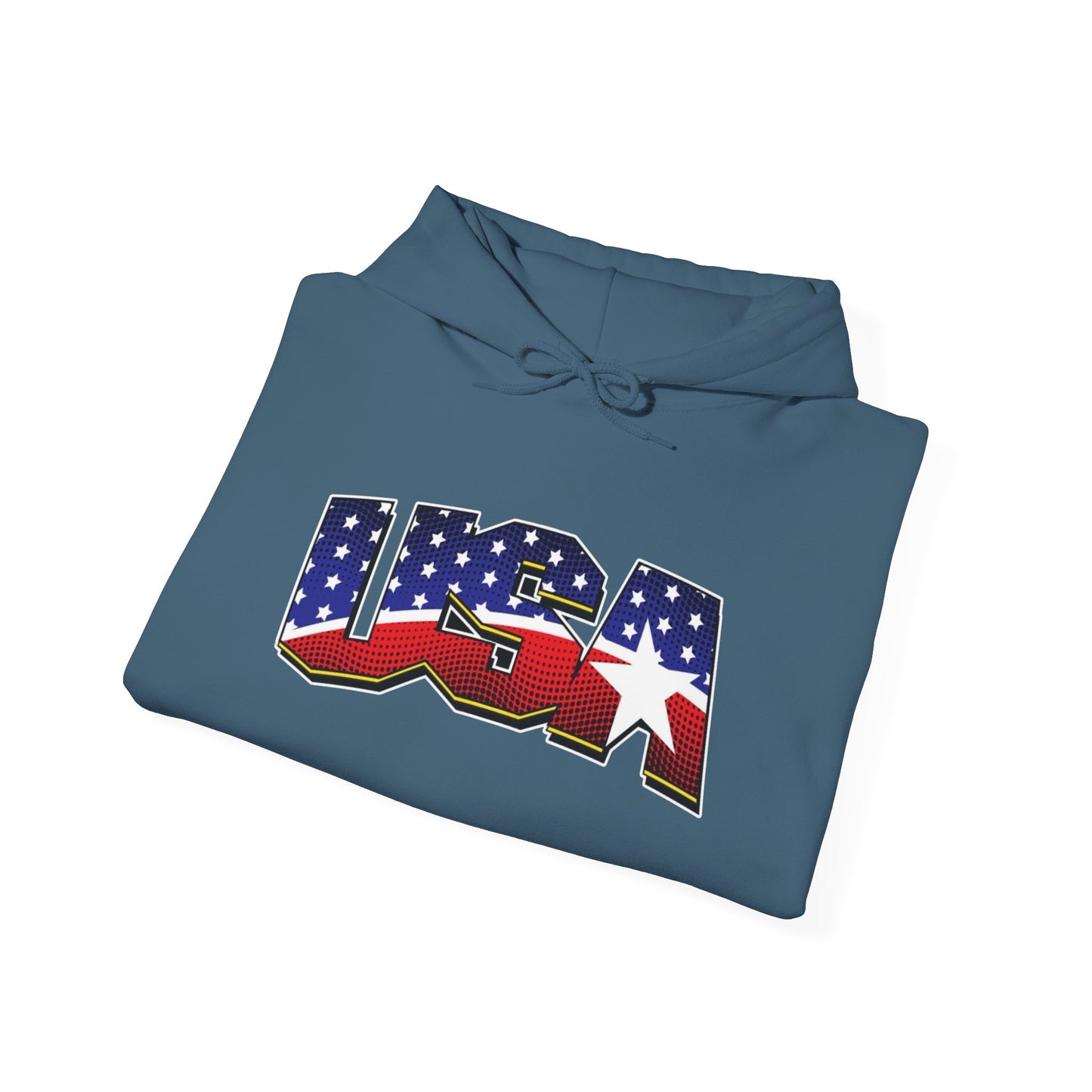 USA Stars And Stripes Retro 90's Graphic Hoodie Men's Heavy Blend™ Hooded Sweatshirt