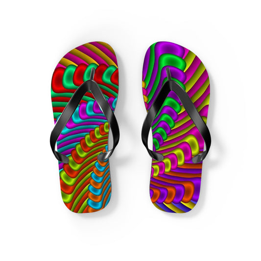 Groovy Tie Dye Flip Flops, Sandals Slides, Summer Footwear, Brand New