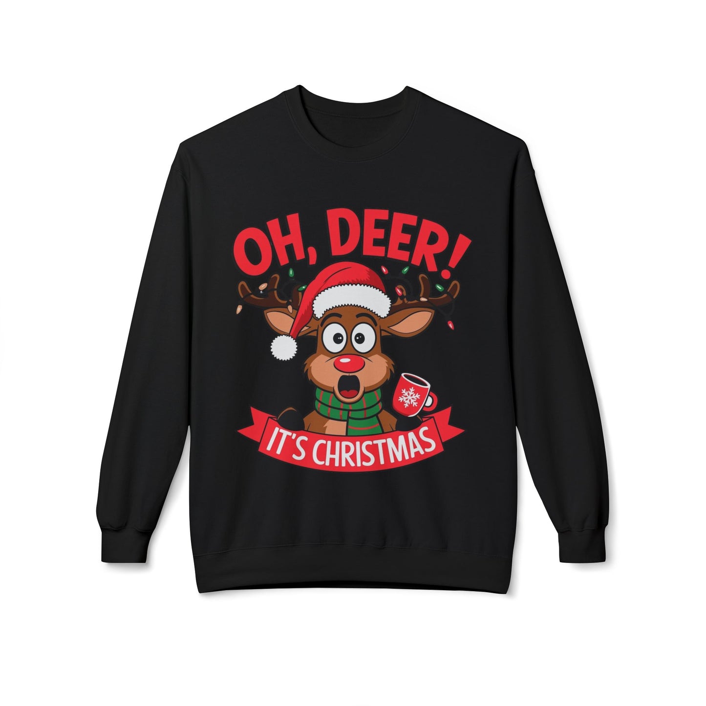 Oh Deer Its Christmas Unisex Midweight Softstyle Fleece Crewneck Sweatshirt