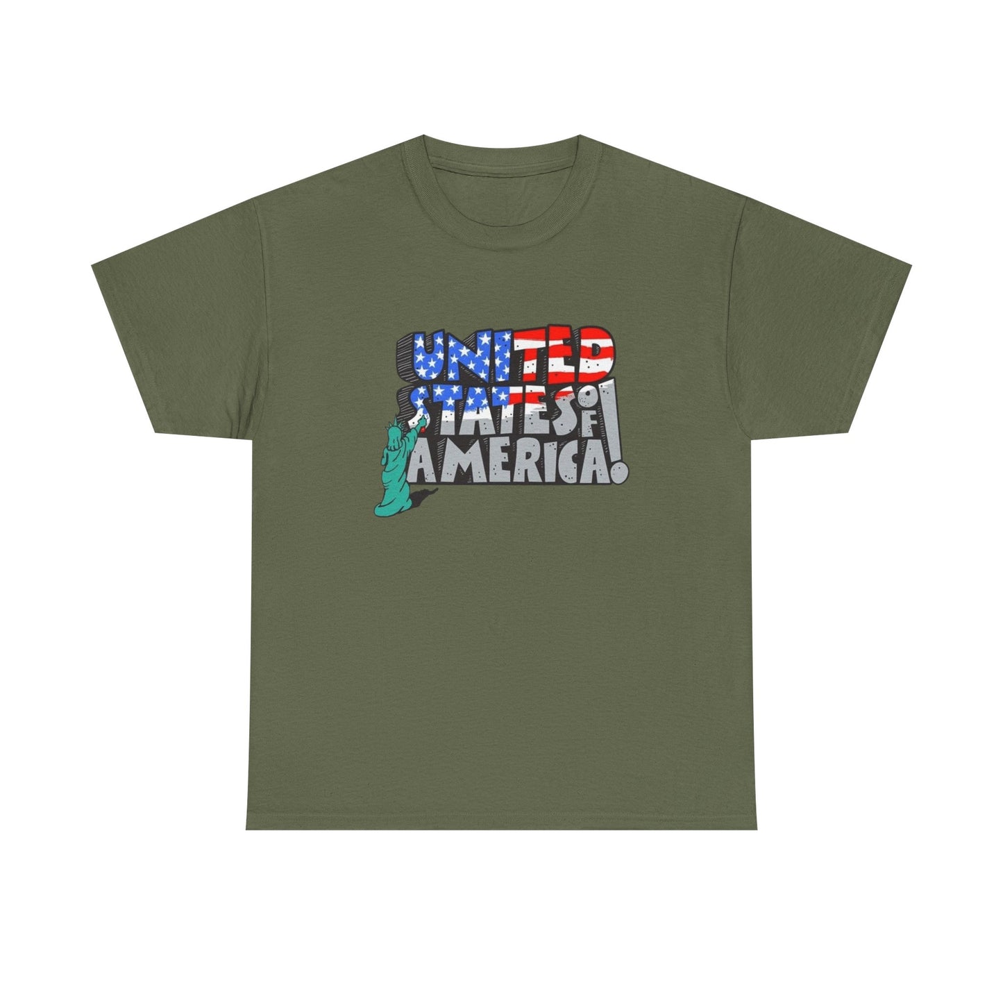 Statue Of Liberty USA Flag Graphic T Shirt Unisex NEW Heavy Cotton Tee