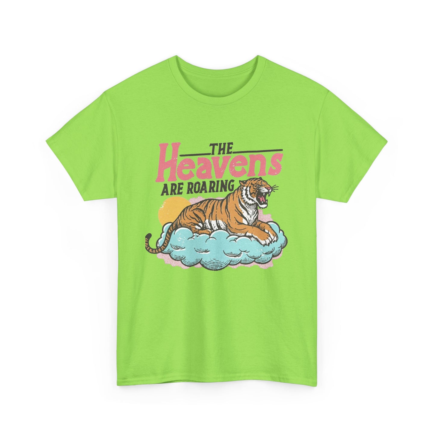 The Heavens Are Roaring Tiger Retro Graphic T Shirt Regular Men's Heavy Cotton Tee