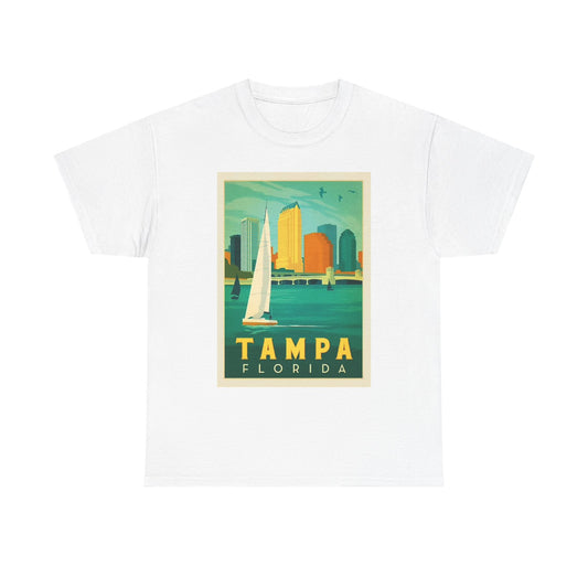 Tampa Florida Graphic T Shirt Vintage Sailing Beach Unisex Heavy Cotton Tee