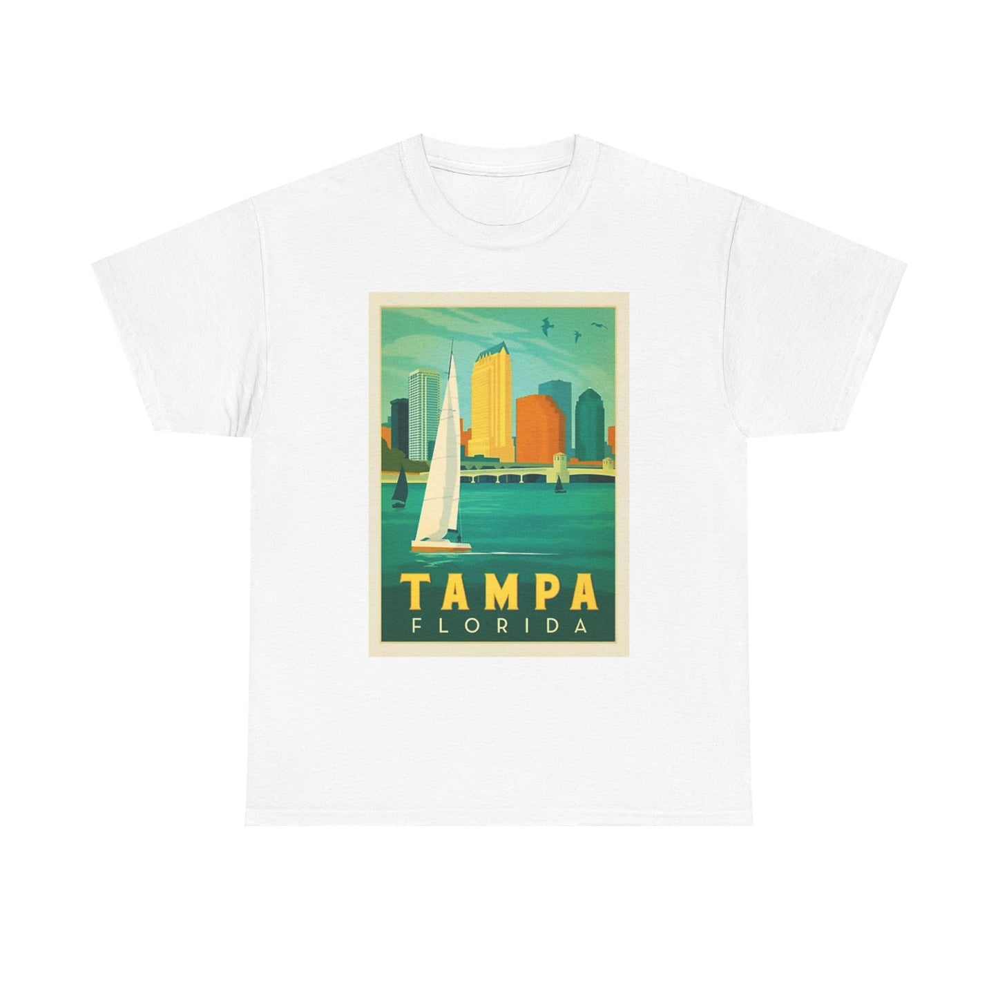Tampa Florida Graphic T Shirt Vintage Sailing Beach Unisex Heavy Cotton Tee