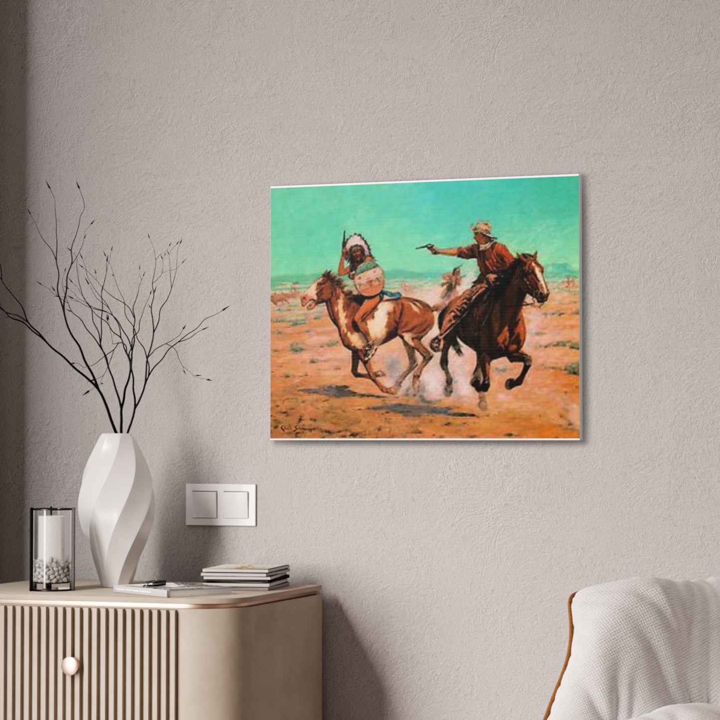 Cowboys And Indians Western AMERICA USA New Print Canvas Stretched, 0.75"