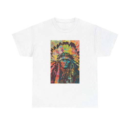 Native American Indian Tshirt Pride New Unisex Heavy Tee Sitting Bull Painting
