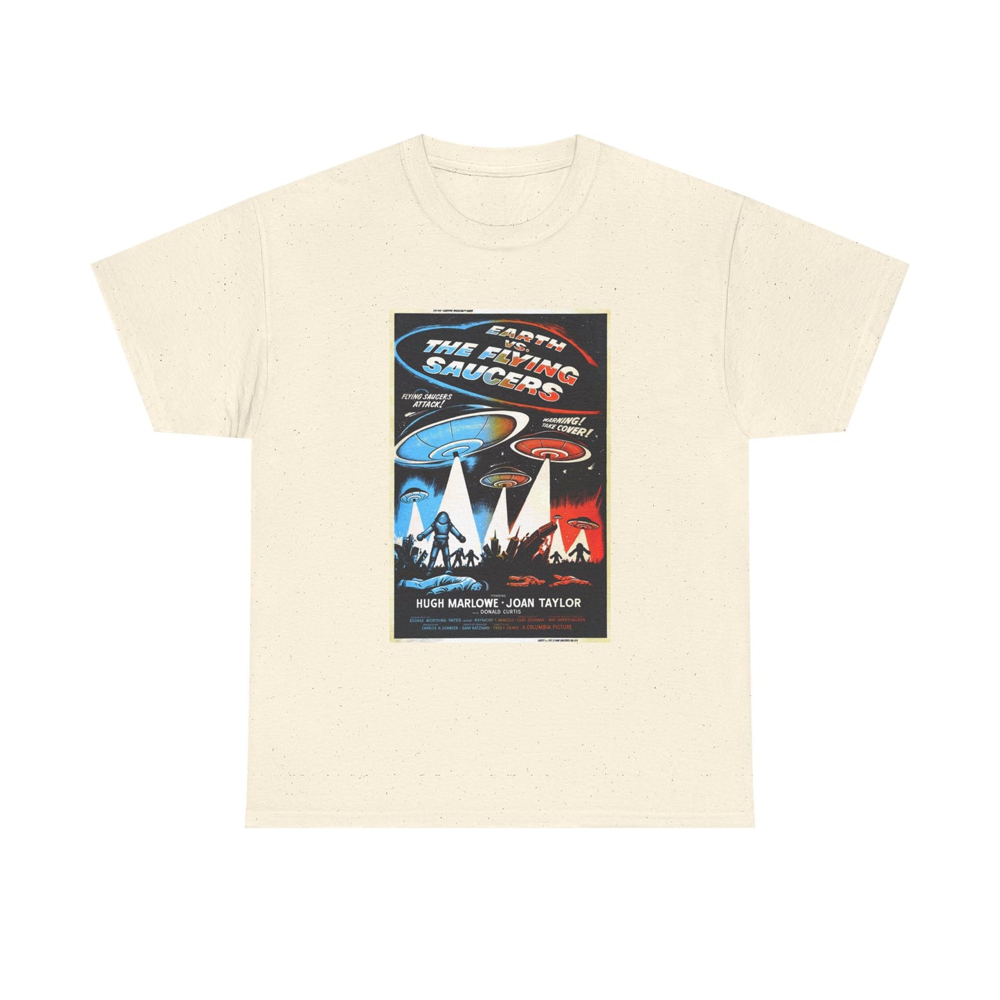 Earth vs Flying Saucers Tshirt Vintage Movie Poster Unisex Heavy Cotton Tee