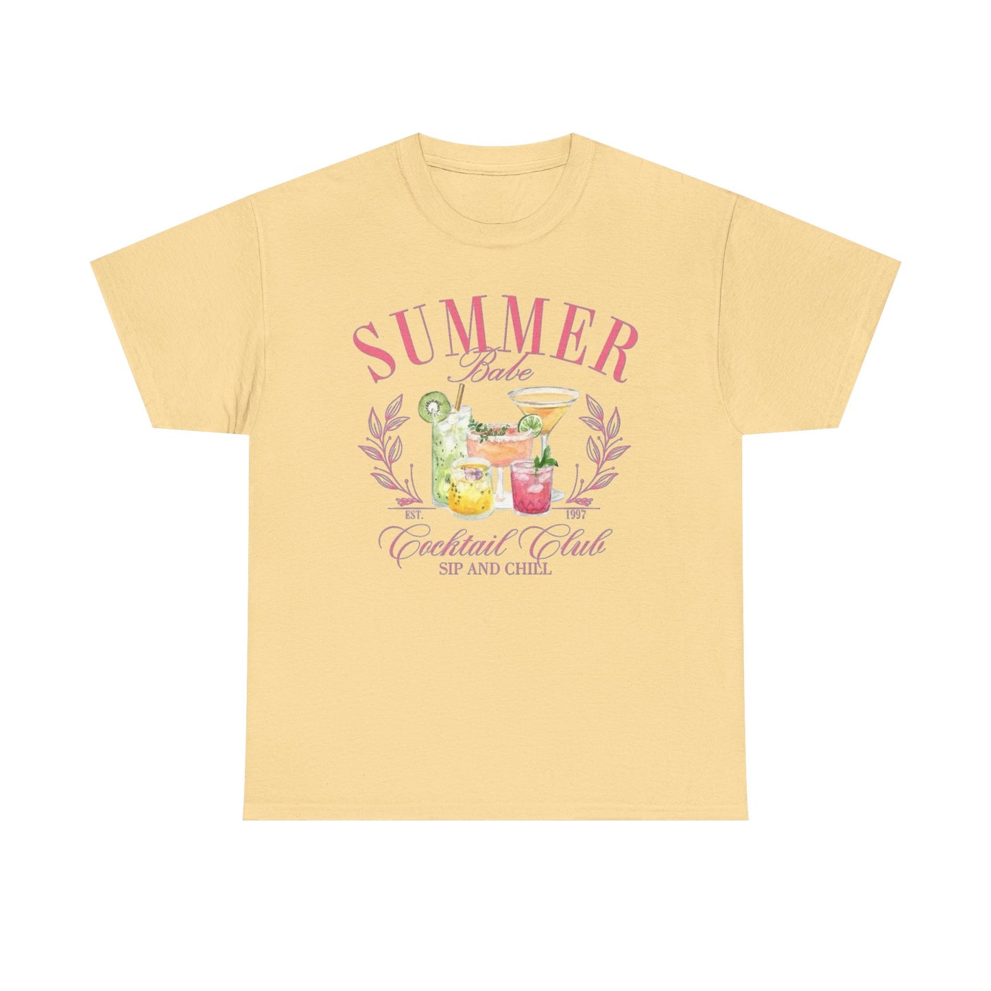 Summer Babe Cocktail Club Graphic T Shirt NEW Unisex Heavy Cotton Tee