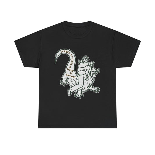 Scared But Doing It Anyways Graphic T Shirt NEW Adult Regular Heavy Cotton Tee