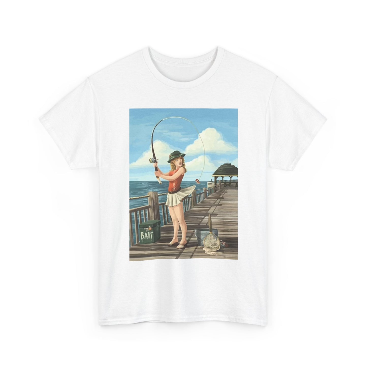 Fishing Graphic T Shirt Funny Women Fishing Unisex Heavy Cotton Tee
