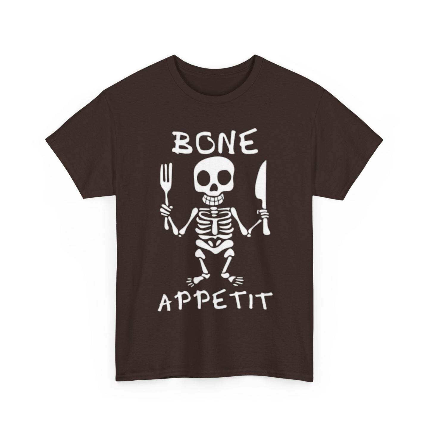 Bone Appetit Shirt Funny Comedy Jokes Skeleton Chef Sous Unisex Heavy Cotton Tee