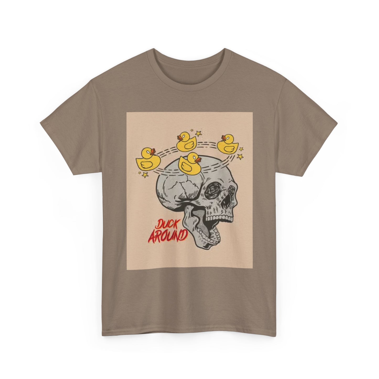 Duck Around Skull Graphic T Shirt Retro Funny Unisex Heavy Cotton Tee