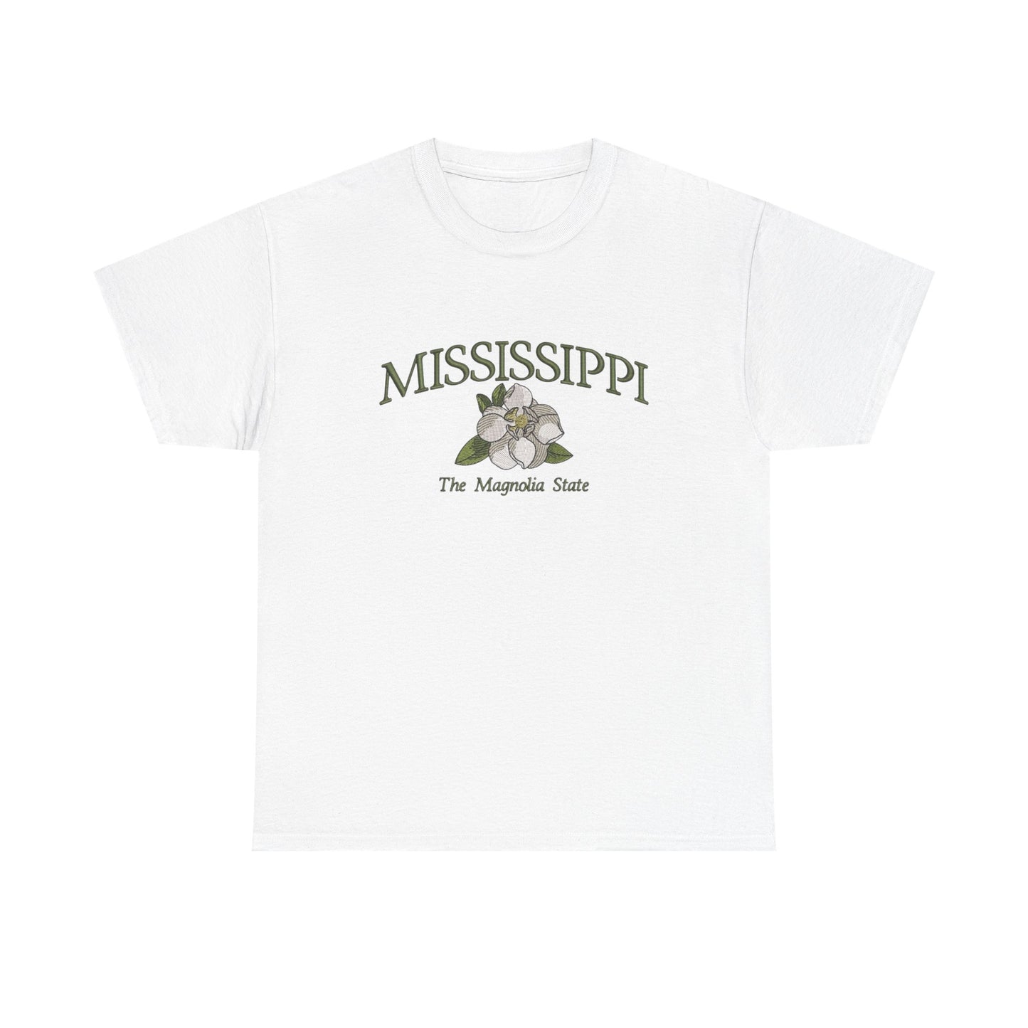 Mississippi The Magnolia State Graphic T Shirt NEW Unisex Heavy Cotton Tee